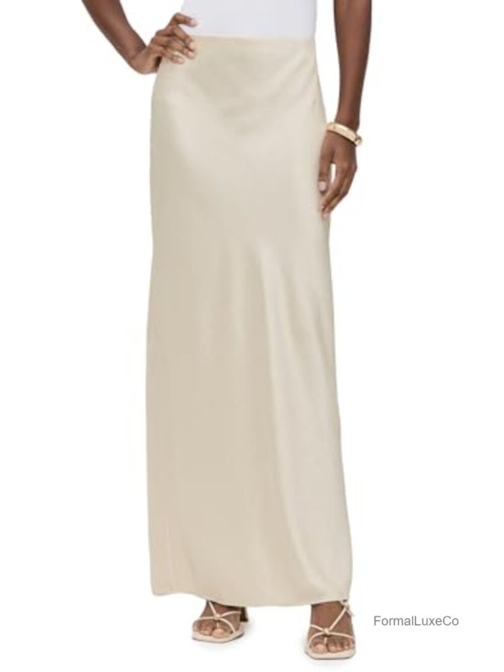 Fluid Satin Bias Column Skirt 100% Polyester Mid Rise Machine Washable